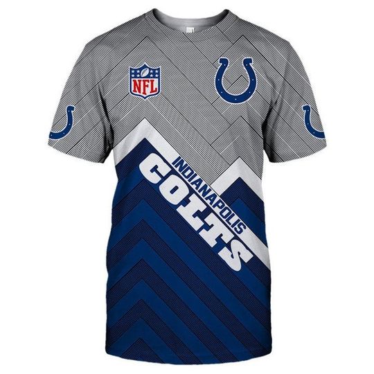 Discover Indianapolis Colts 3D Football T-Shirt Blue Grey