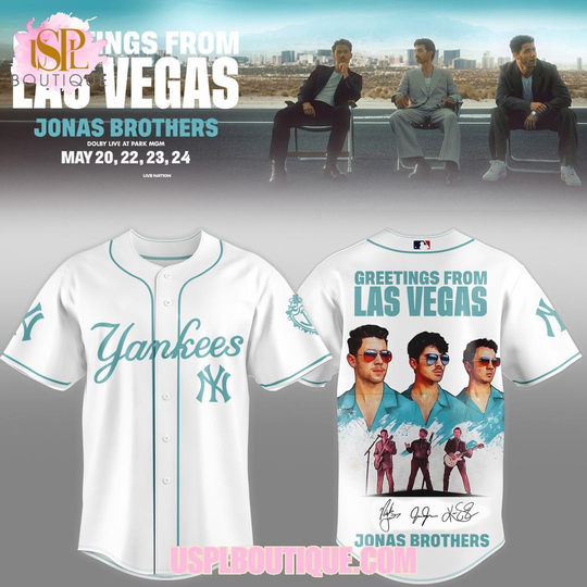 New York Yankees x Jonas Brothers Greetings From Las Vegas 2026 White Jersey