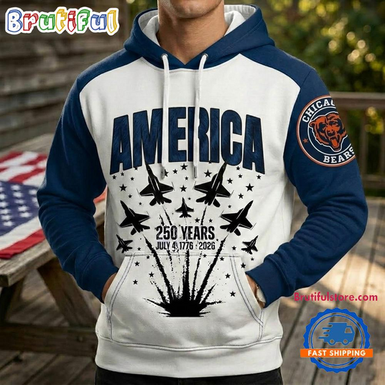 Chicago Bears 250th Anniversary of US All Over Printed Hoodie