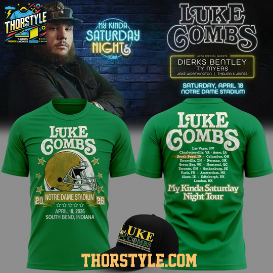 ND Fighting Irish 2026 Lukee Comb My Kinda Saturday Night Tour T-Shirt