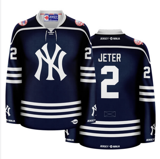 New York Yankees Navy Derek Jeter Crossover Hockey Jersey