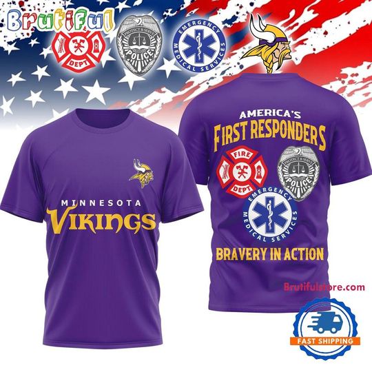 Minnesota Vikings 2026 football First Responders Limited 3D Shirt