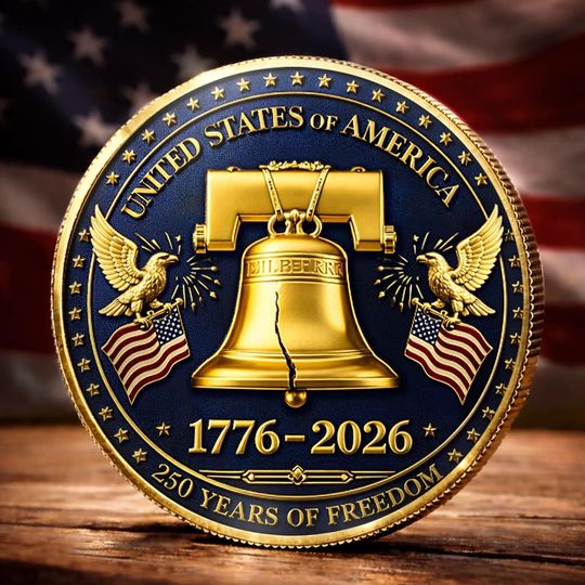 Personalized United State Of America Keepsake Coin, Liberty Bell Design Keepsake Coin, USA 250th Anniversary, Commemorative Family Gift