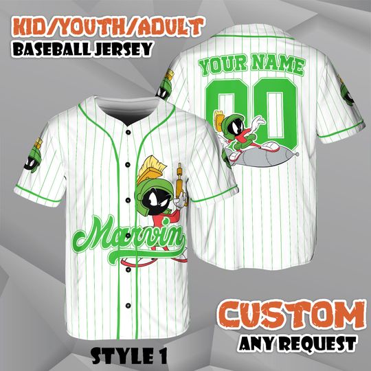 Discover Personalized Marvin Baseball Jersey Shirt, Custom Name, Kids Youth Adult Apparel