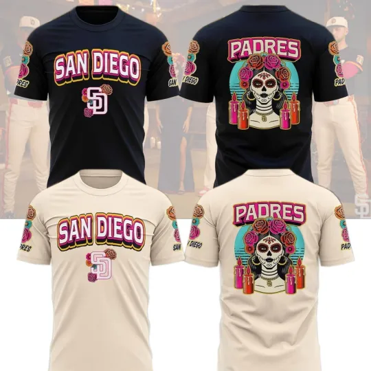 Discover San Diego Padres 2026 Dia de los Muertos Night City Connect 3D T-Shirt