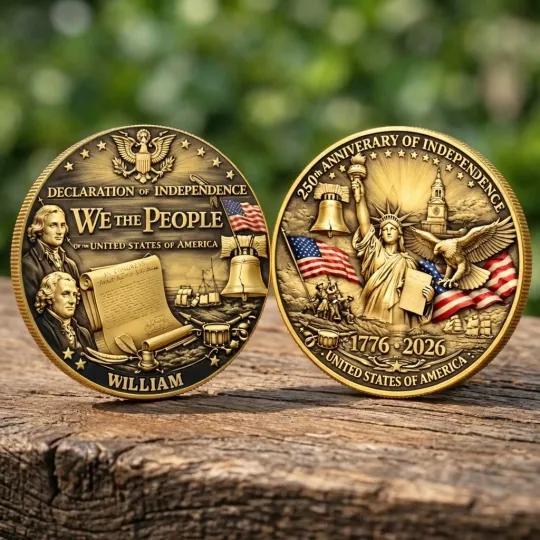 Discover USA 250th Anniversary Independence Gold Coin 1776-2026 We The People Challenge