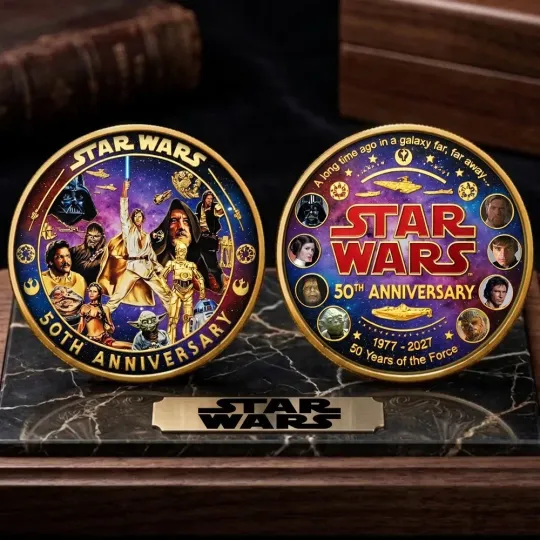 Discover Star Wars 50th Anniversary Coin 1977-2027 Galaxy Nebula Gold Commemorative Token