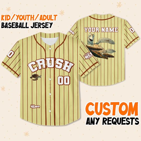 Discover Custom Finding Nemo Turtle Crush Baseball Jersey, Personalized Disney Finding Nemo Shirt, Classic Disney Outfit, Cute Gift for Fans Disney