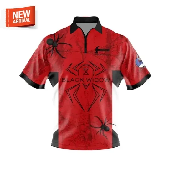 Hammer Black Widow Blood Red Grunge Bowling Jersey