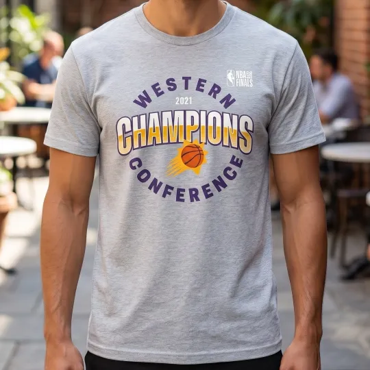Discover NBA Phoenix Suns 2021 Western Conference Champions Heather Grey Graphic T-Shirt