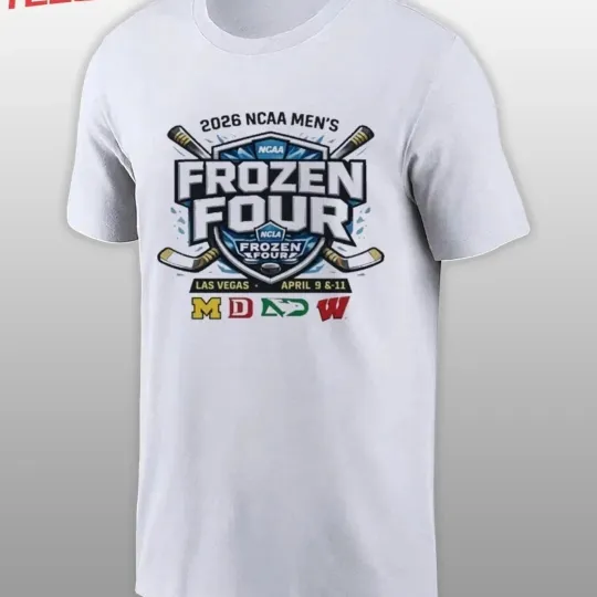 Discover Fro.zen Four Hockey T-Shirt Mens 2026 NCAA Las Vegas Retro Graphic Tee Gift