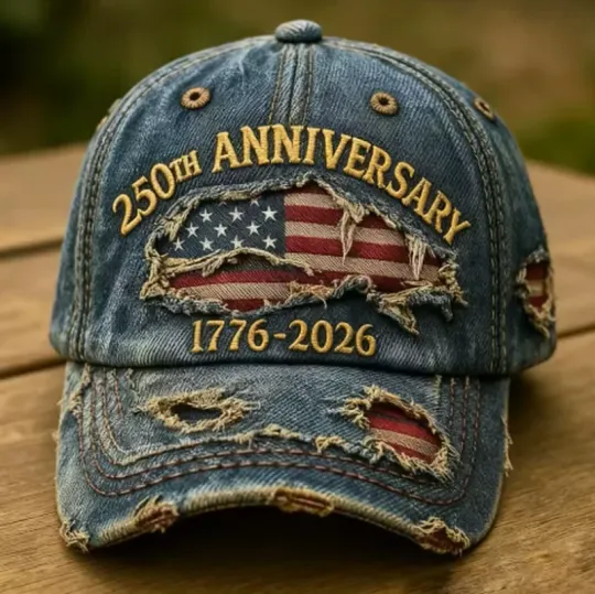 US 250th Anniversary Hat Denim Baseball Cap Patriotic American Vintage Snapback