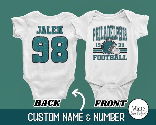 Custom Philadelphia Football Onesies, Personalized Philadelphia Champion Retro 80s Style Game Day Baby Tee, Cute Football Baby Shower Gifts