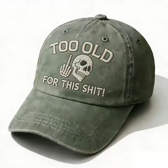 Embroidered Washed Denim Baseball Cap Skull Skeleton
