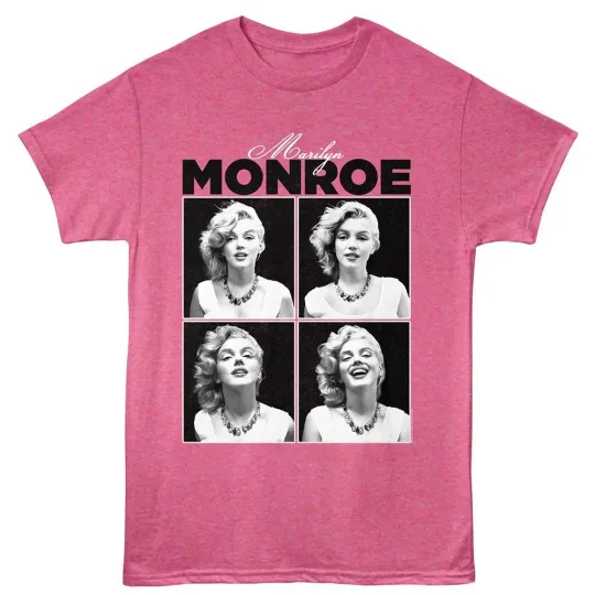 Marilyn Monroe 4-Photo Retro Pink Heather T-Shirt