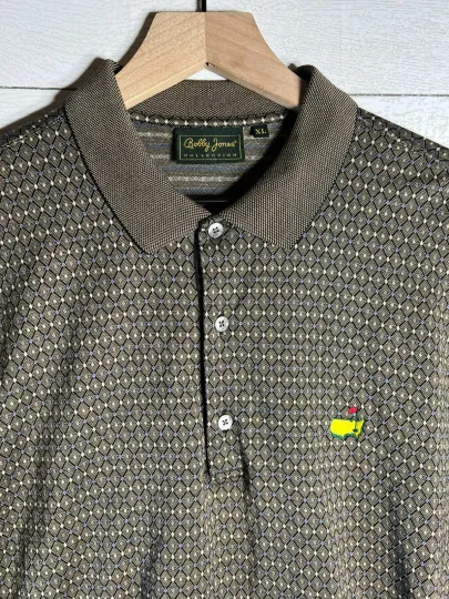 Bobby Jones Men's XL Augusta National Masters Golf Polo Shirt Brown Geometric Pattern