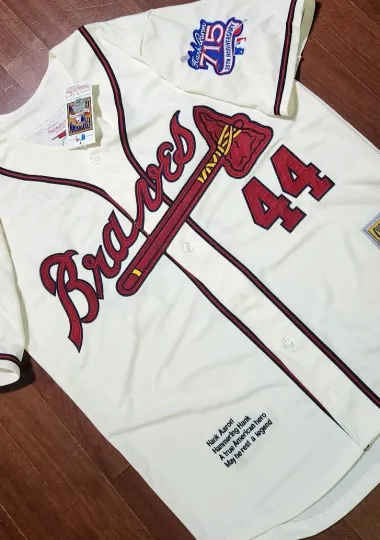 Discover Atlanta Braves Hank Aaron #44 Dual Patch Jersey