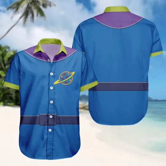 Buzz Lightyear Costume Button Shirt, Toy Story Hawaiian Shirt Space Ranger Shirt