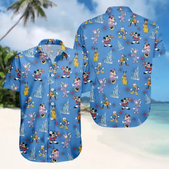 Tokyo Disneyland Mickey And Friends Hawaiian Shirt, Disneyland Japan Trip Button