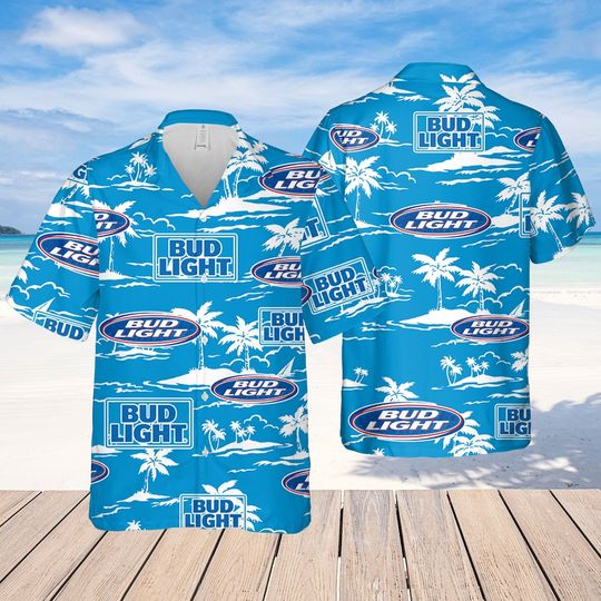 Bud Light Beach Pattern Hawaiian Shirt