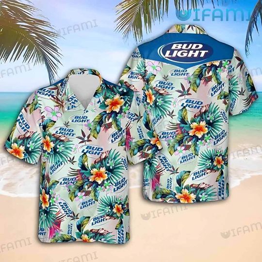 Bud Light Tropical Flower Hawaiian Shirt