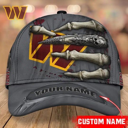 Discover football Washington Commanderss Custom Name Grey Classic Cap