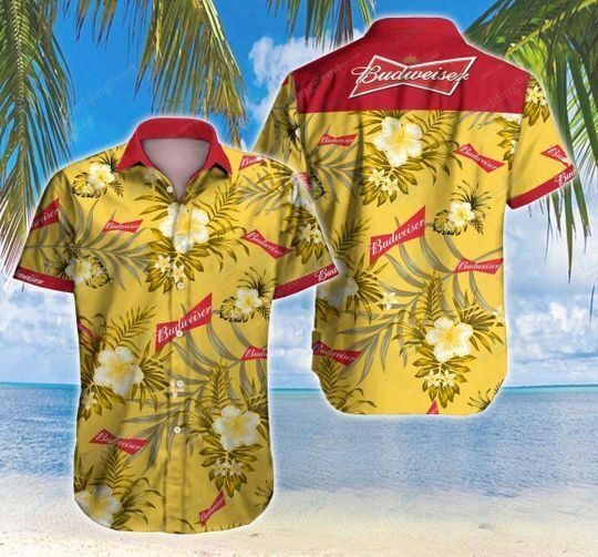 Budweiser Summer Yellow Hawaiian Shirt