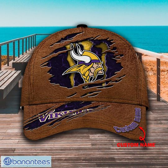 Discover football Minnesota Vikingss Custom Name Brown Classic Cap