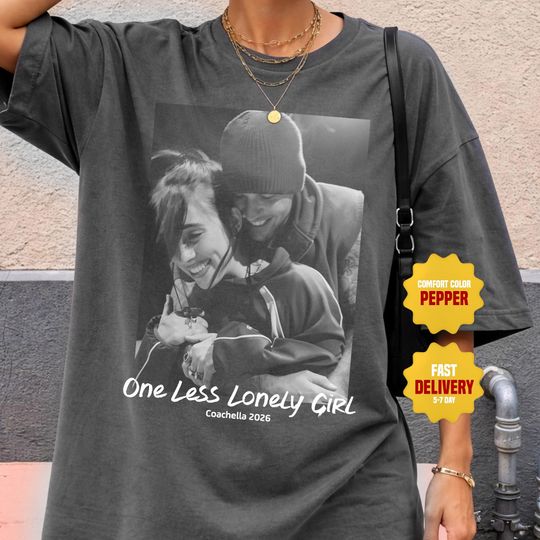 Comfort Colors Justin Bieber Billie Eilish Tee, One Less Lonely Girl Coachellla 2026 Tee