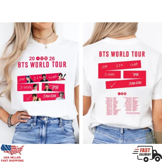 BTS 2026 World Tour Shirt Kpop Concert Red Graphic Unisex Fan Tee
