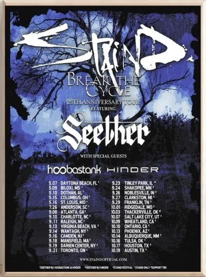 STAIND Announce 'Break the Cycle' 25th Anniversary Tour 2026 Poster