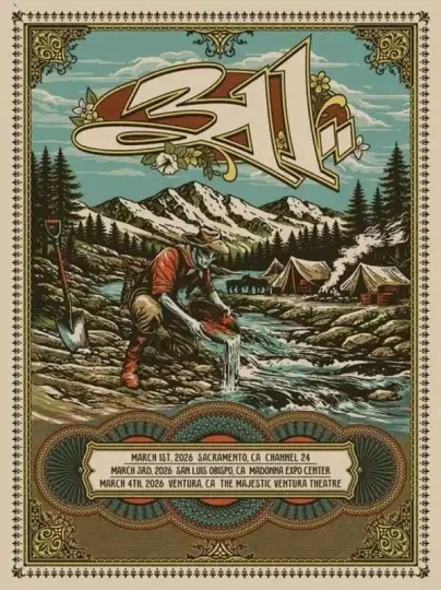 Discover 311 California Tour 2026 Zellner Poster Concert Wall Art Print
