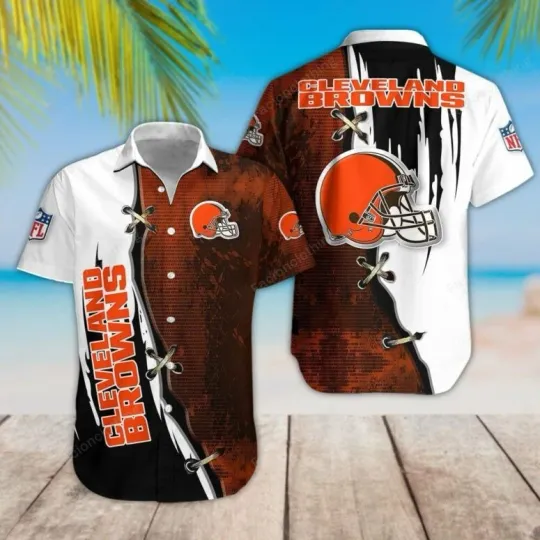 Cleveland Browns Gridiron Laces Hawaiian Shirt, Gift For football Fan