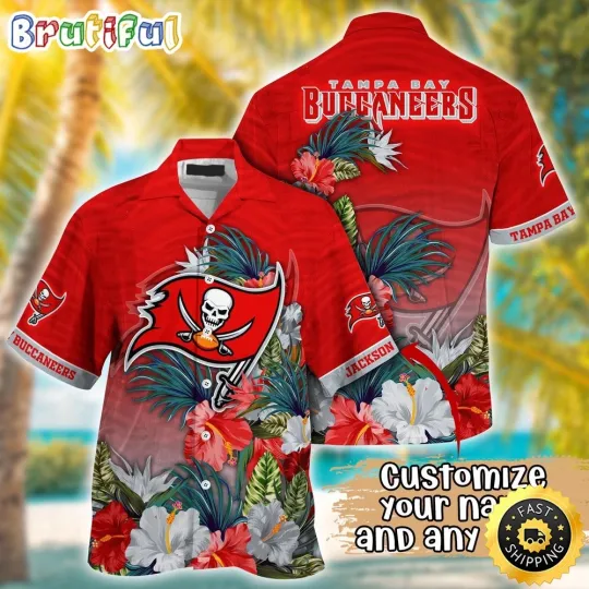 Customized Tampa Bay Buccaneers Tropical Flower Aloha Hawaiian Shirt