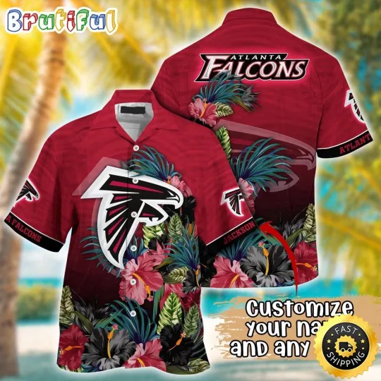 Discover Customized Atlanta Falcons Tropical Flower Aloha Hawaiian Shirt