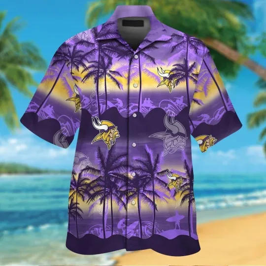 Minnesota Vikings Tropical Floral Palm Tree Summer Aloha Hawaiian Shirt