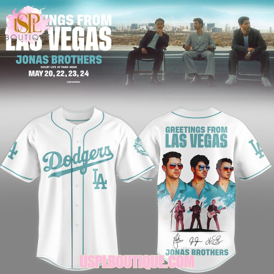 Los Angeles Dodgers x Jonas Brothers Greetings From Las Vegas 2026 White Jersey