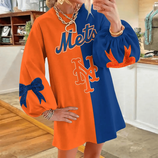 New York Mets Women's Puff Sleeve Long Sleeve