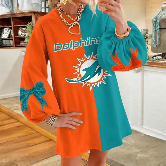 Miami Dolphins Women's Puff Sleeve Long Sleeve