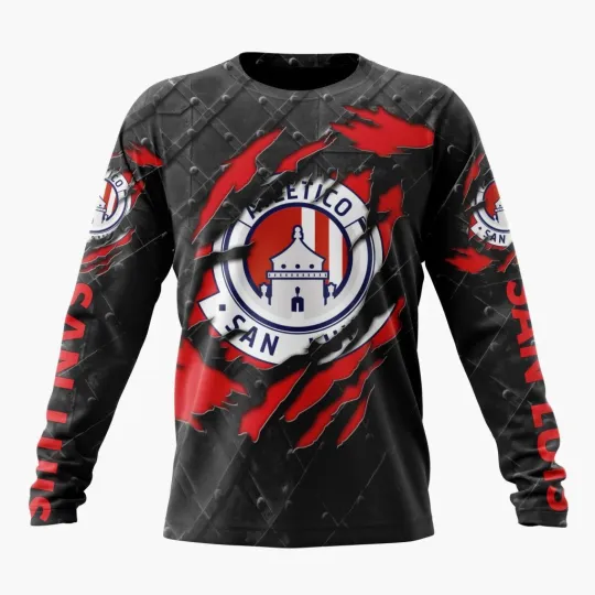 Personalized LIGA MX Atletico San Luis Long Sleeve Shirt Special Black Metal