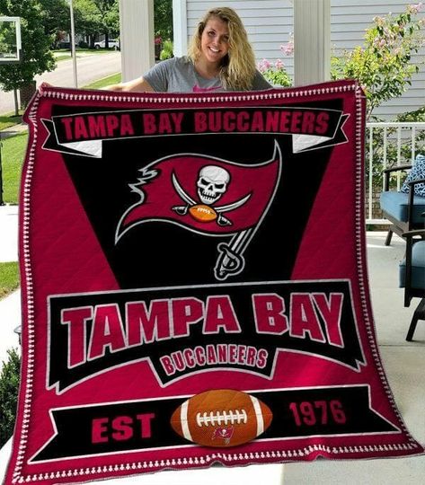 Discover football Tampa Bay Buccaneers Red Black Est 1976 Quilt Blanket