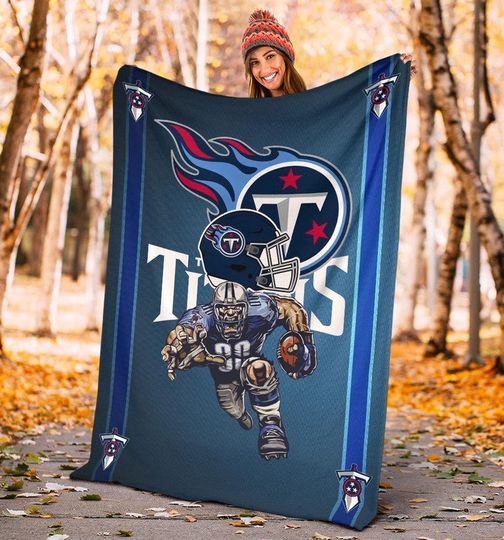 football Tennessee Titanss Navy Blue Helmet Fleece Blanket