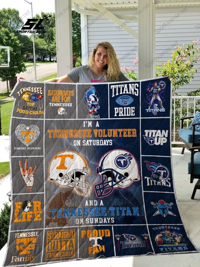 football Tennessee Titanss Navy Blue Orange Quilt Blanket