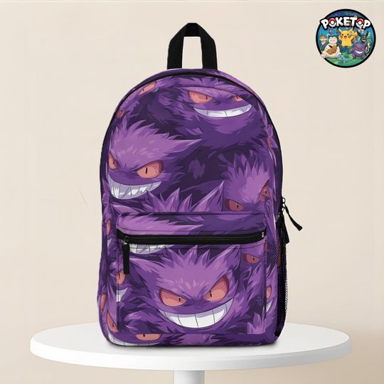 Gengar Gastly Haunter Backpack, Ghost PKM Bag, Spooky Anime School Kawaii, Gift for PKM Fan
