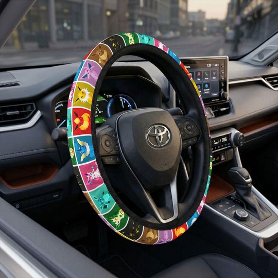 Discover Eeveelutions Steering Wheel Cover, Kawaii Auto Accessory, Gamer Fan Gift