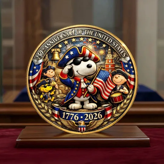 America 250th Anniversary Coin Peanuts Snoop Charlie Brown 1776-2026 Medal