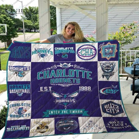 Discover Charlotte Hornetss Dark Purple White Est 1988 Quilt Blanket