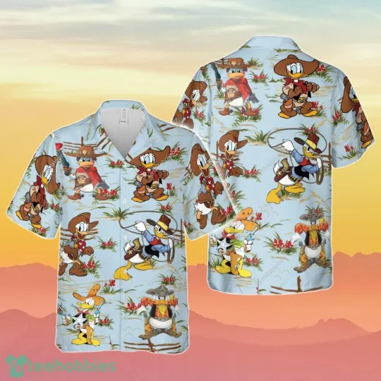 Donald Duck Cowboy Hawaiian Button Down Shirt