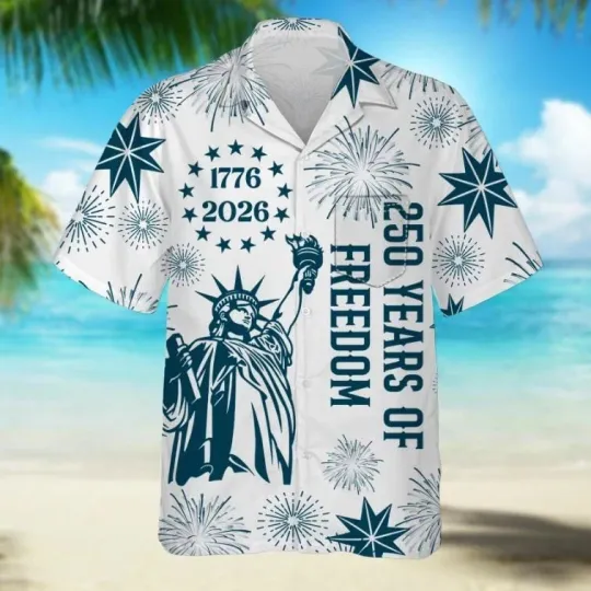 Discover USA 250th Anniversary Hawaiian Shirt Statue of Liberty Patriotic 1776 2026