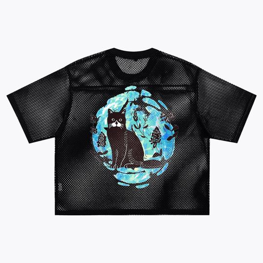 Kitty Cat See-through Boxy Net T-Shirt